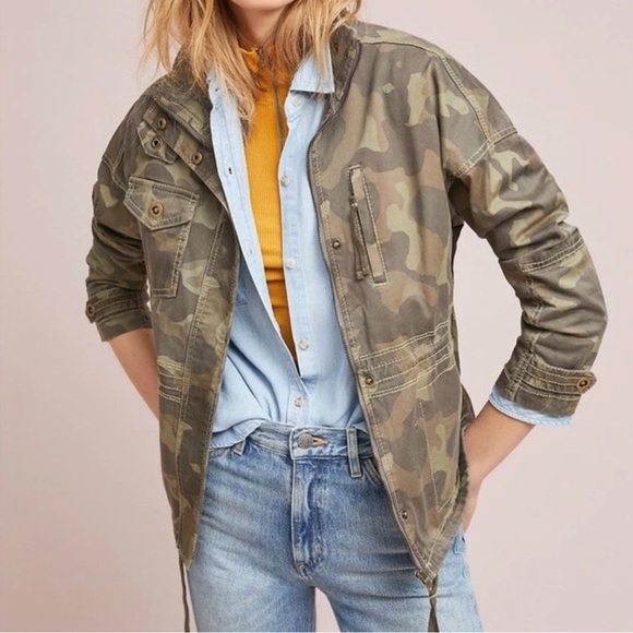 Anthropologie Marrakech Camouflage Anorak Camo Military Jacket Size XS - Picture 1 of 8